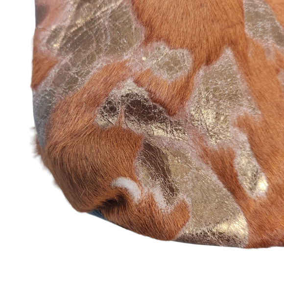 Maurizio Taiuti Vintage Cowhide Italian Purse Brown / Gold Slouchy Boho Country - Picture 11 of 13
